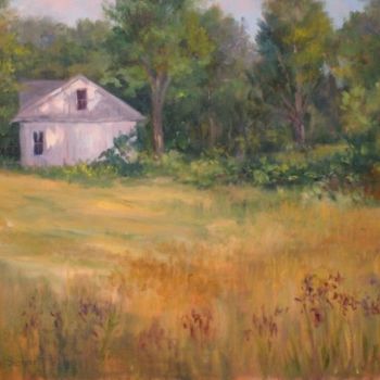 Malerei mit dem Titel "Old Barn in Haddam…" von Elizabeth Sennett, Original-Kunstwerk, Öl