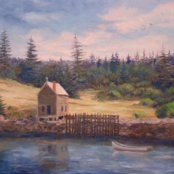 Painting titled "Quiet Harbor" by Elizabeth Sennett, Original Artwork, Oil