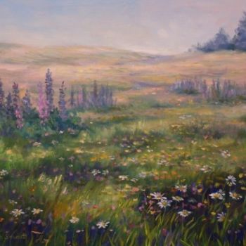 Pintura titulada "Field of Wildflowers" por Elizabeth Sennett, Obra de arte original, Oleo