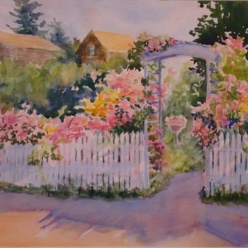 Malarstwo zatytułowany „Nantucket Roses” autorstwa Elizabeth Sennett, Oryginalna praca, Olej