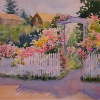 「Nantucket Roses」というタイトルの絵画 Elizabeth Sennettによって, オリジナルのアートワーク, オイル