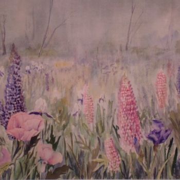 Malerei mit dem Titel "Field of Flowers" von Elizabeth Sennett, Original-Kunstwerk, Öl