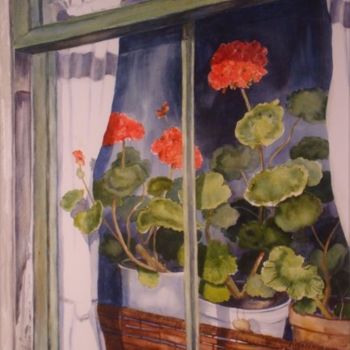 Pintura intitulada "Winter Window" por Elizabeth Sennett, Obras de arte originais, Óleo