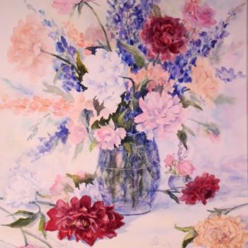 Pintura titulada "Formal Floral #1" por Elizabeth Sennett, Obra de arte original, Oleo