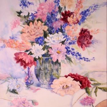 Pintura titulada "Formal Floral #2" por Elizabeth Sennett, Obra de arte original, Oleo