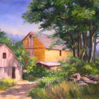 Картина под названием "Voluntown Farm" - Elizabeth Sennett, Подлинное произведение искусства, Масло