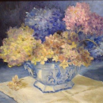 Painting titled "Antique Bowl with H…" by Elizabeth Sennett, Original Artwork, Oil