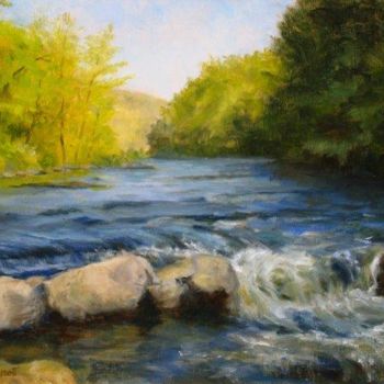 Картина под названием "Salmon River Falls" - Elizabeth Sennett, Подлинное произведение искусства, Масло