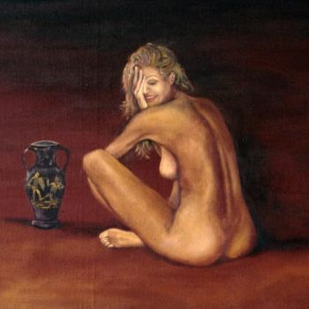 Painting titled "woman with vase" by Ivan Lenardic, Original Artwork