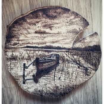 Obrazy i ryciny zatytułowany „Boat” autorstwa Jakub Kossakowski (Art After Hours), Oryginalna praca, Drzeworytnictwo