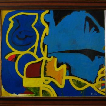 Schilderij getiteld "Blue dog" door Jakub Jerabek, Origineel Kunstwerk, Olie