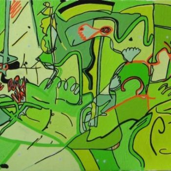 Pittura intitolato "People roaming abou…" da Jakub Jerabek, Opera d'arte originale, Olio