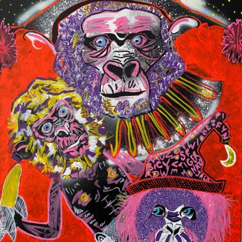 Pittura intitolato "Circus monkeys" da Jalb, Opera d'arte originale, Acrilico