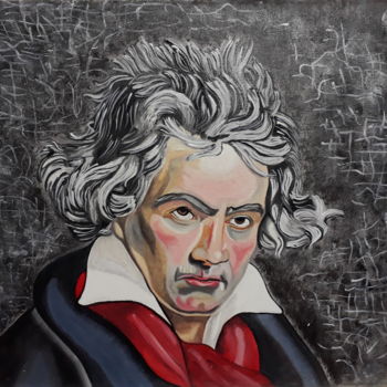 Peinture intitulée "Ludwig Van Beethoven" par J. Alex Blandón, Œuvre d'art originale, Huile