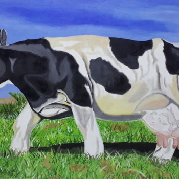 Peinture intitulée "Vaca" par J. Alex Blandón, Œuvre d'art originale, Huile
