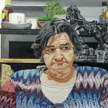 Картина под названием "Retrato Bertha" - J. Alex Blandón, Подлинное произведение искусства, Масло
