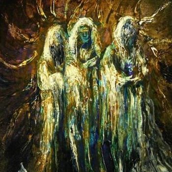 Painting titled "Three dark ladies" by Aa Juan Lleras, Original Artwork, Oil