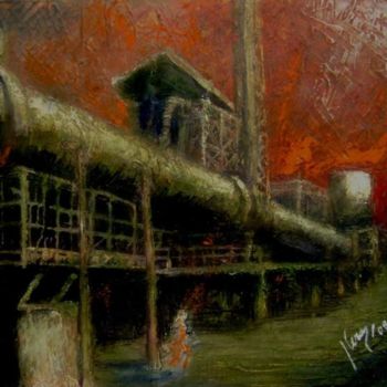 Painting titled "Sandersville's pipe…" by Aa Juan Lleras, Original Artwork, Oil
