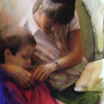 Картина под названием "Mother & son" - Aa Juan Lleras, Подлинное произведение искусства, Масло