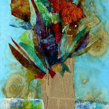 Collages intitulée "Paper Vase" par Jamaleddin Toomajnia, Œuvre d'art originale, Collages