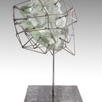 Sculpture titled "Caged heart" by Jamal Alyousif, Original Artwork, Glass