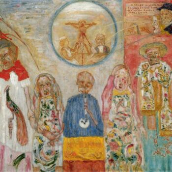 Schilderij getiteld "Les vils vivisecteu…" door James Ensor, Origineel Kunstwerk, Olie