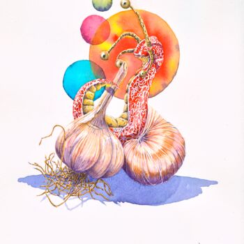 Painting titled "Amours impossibles" by James Orain, Original Artwork, Watercolor