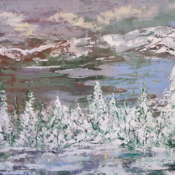 Painting titled "Winter in The Mount…" by James Thompson, Original Artwork, Acrylic