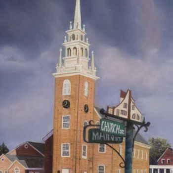 Painting titled "Church and Main" by James Sheehy, Original Artwork