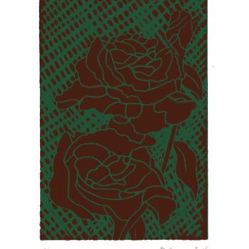 Printmaking titled "Roses (Bois gravé)" by Michel Jamet, Original Artwork, Xylography
