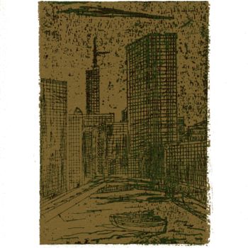 Gravures & estampes intitulée "Chicago or" par Michel Jamet, Œuvre d'art originale, Eau-forte