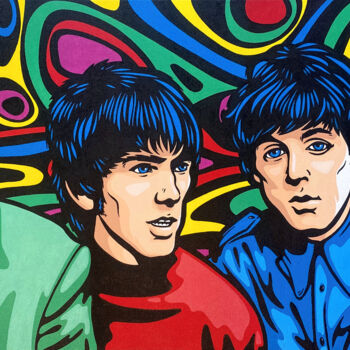Painting titled "The Beatles 2023" by Jamie Lee, Original Artwork, Acrylic Mounted on Wood Stretcher frame