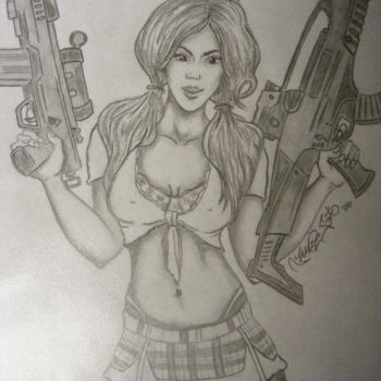 Arte digital titulada "Girl with some guns" por Jms Designs, Obra de arte original