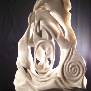 Sculptuur getiteld "White Buffalo Time" door Jan And Jo Moore, Origineel Kunstwerk, Steen