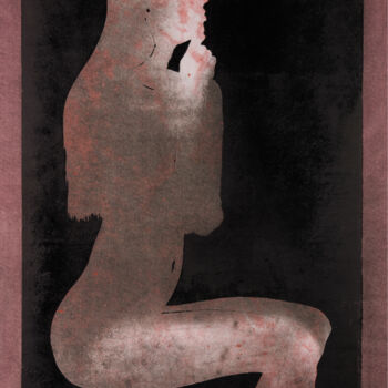 Printmaking titled "Sitting nude" by Jan Bosak, Original Artwork, Stencil