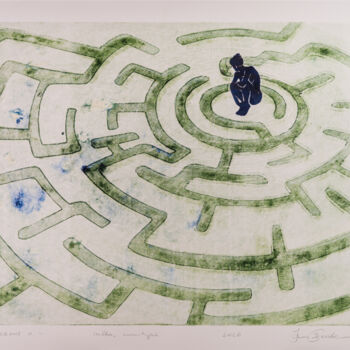 Printmaking titled "Labyrinth II" by Jan Bosak, Original Artwork, Stencil