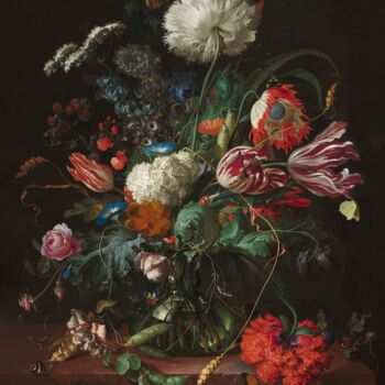 Painting titled "Vase de fleurs" by Jan Davidsz. De Heem, Original Artwork, Oil
