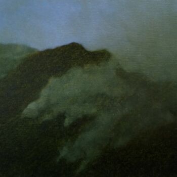 Painting titled "Mountains in winter…" by Jan De Vleeschauwer, Original Artwork, Oil Mounted on Wood Stretcher frame