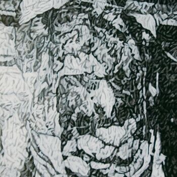 Zeichnungen mit dem Titel "Man" von Jan De Vleeschauwer, Original-Kunstwerk, Conté-Buntstifte Auf Holzplatte montiert