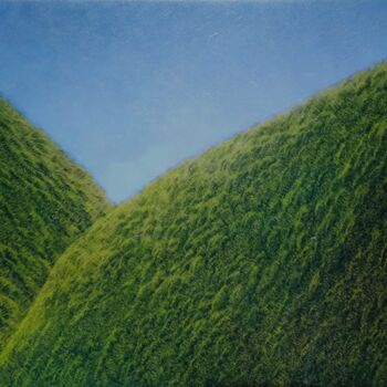 Painting titled "Mountainscape XIV" by Jan De Vleeschauwer, Original Artwork, Oil Mounted on Wood Stretcher frame