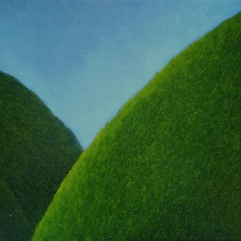 제목이 "Mountainscape XV"인 미술작품 Jan De Vleeschauwer로, 원작, 기름 나무 들것 프레임에 장착됨