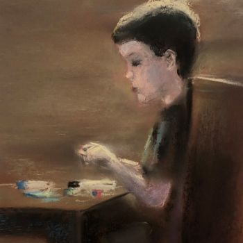 Painting titled "My son" by Jan Kamyk, Original Artwork, Pastel