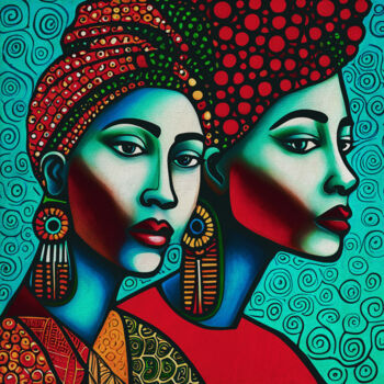 Painting titled "Blue women" by Jan Keteleer, Original Artwork, Acrylic Mounted on Other rigid panel