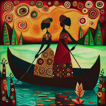 「Girls in Africa sai…」というタイトルの絵画 Jan Keteleerによって, オリジナルのアートワーク, アクリル