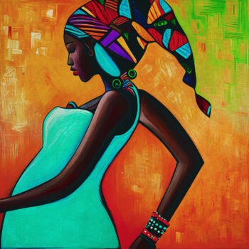 Painting titled "Young African woman…" by Jan Keteleer, Original Artwork, Acrylic