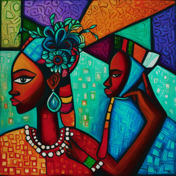 Painting titled "African girl holdin…" by Jan Keteleer, Original Artwork, Acrylic