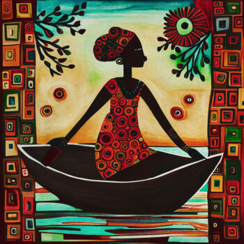 「African girl in tra…」というタイトルの絵画 Jan Keteleerによって, オリジナルのアートワーク, アクリル