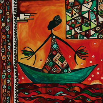 Peinture intitulée "African fisherman c…" par Jan Keteleer, Œuvre d'art originale, Acrylique