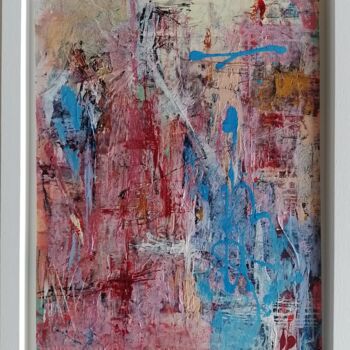 Painting titled "Pink in the City" by Jan O'Sullivan, Original Artwork, Acrylic Mounted on Wood Stretcher frame
