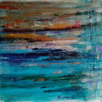 Painting titled "Sea Escape #2" by Jan O'Sullivan, Original Artwork, Acrylic Mounted on Wood Stretcher frame